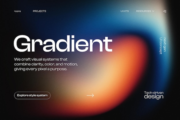 PSD gradient website concept with tech-driven design