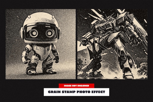 PSD grain stamp photo effect for square