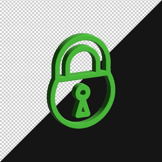 PSD green 3d lock icon