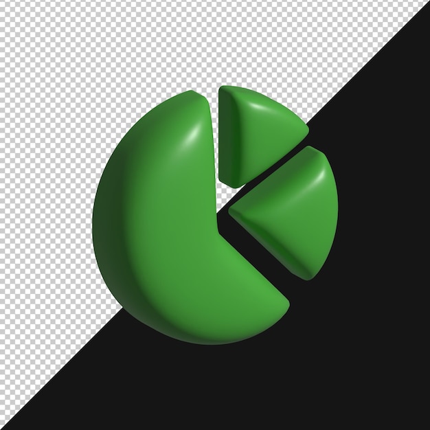 PSD green 3d pie chart for business data visualization