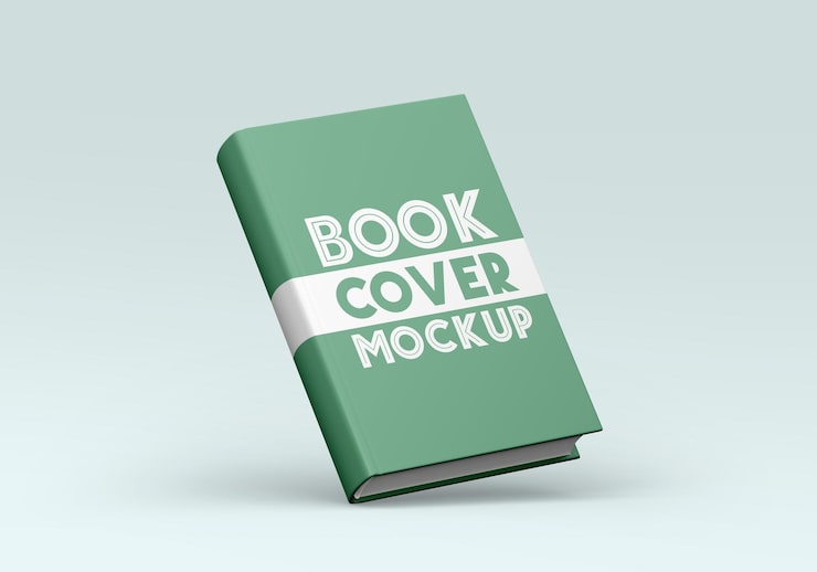 PSD green book cover mockup for design presentation
