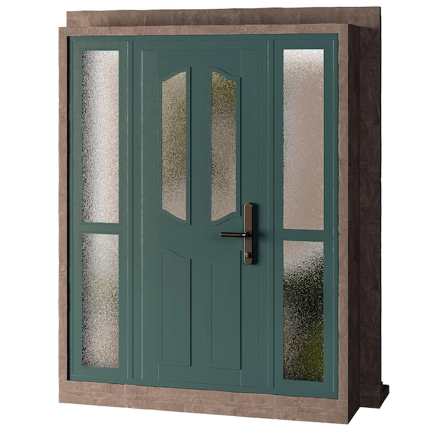 PSD a green door with a black handle and a silver lock