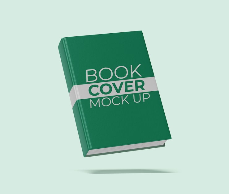 PSD green hardcover book cover mockup