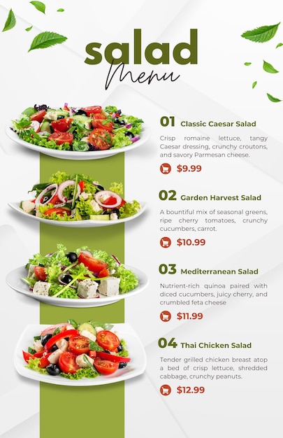 PSD green modern simple clean salad menu 1
