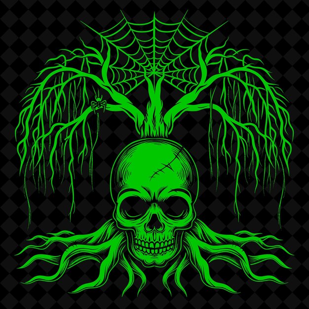 PSD a green spider web with a spider web on it