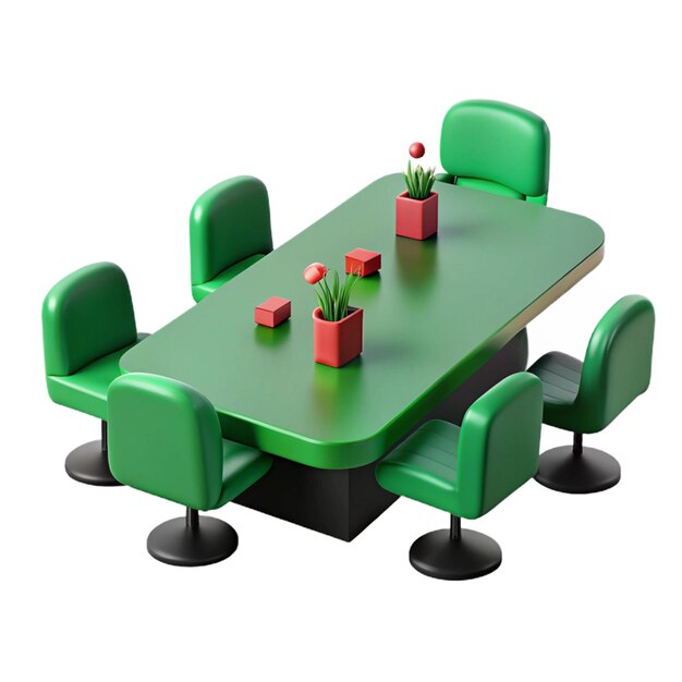 PSD a green table with a potted cactus on it