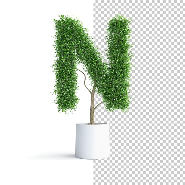 PSD green tree alphabet letter n