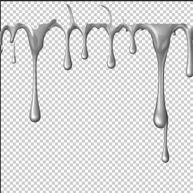 PSD grey dripping isolated on transparent background