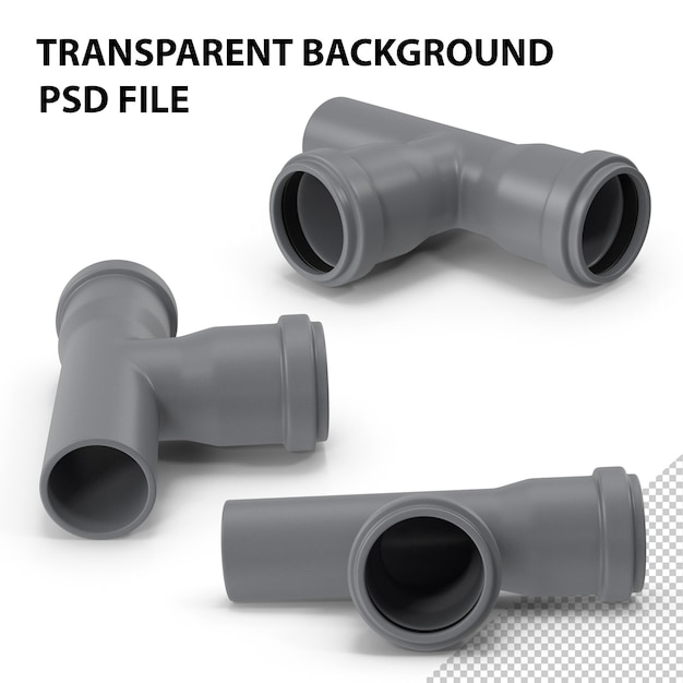PSD grey pvc tee pipe png