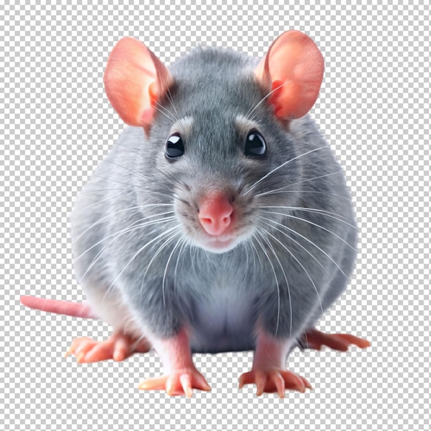 PSD grey rat on transparent background