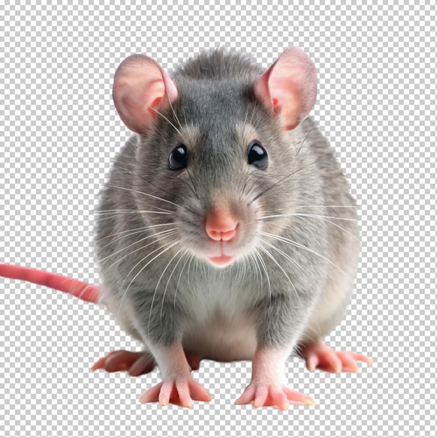 PSD grey rat on transparent background