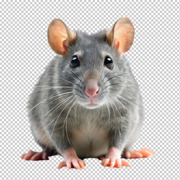 PSD grey rat on transparent background
