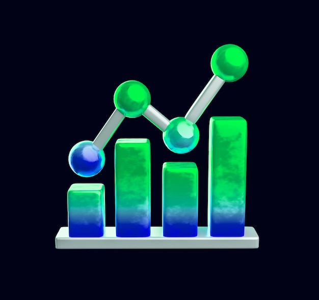 PSD growth chart icon 3d render with transparent background