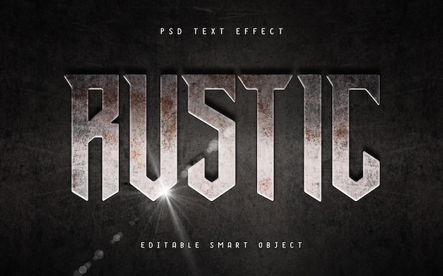 PSD grungy rustic metal text effect psd template mockup logo design