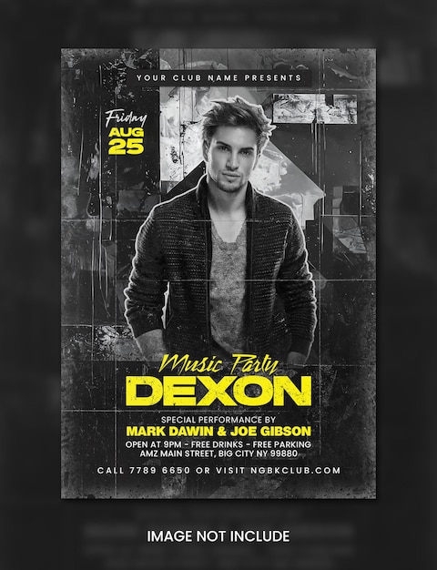PSD guest dj party flyer template