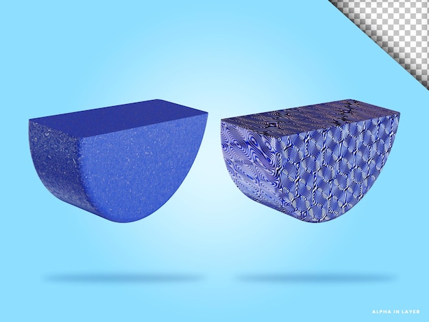 PSD half disk 3d render illustration isolated