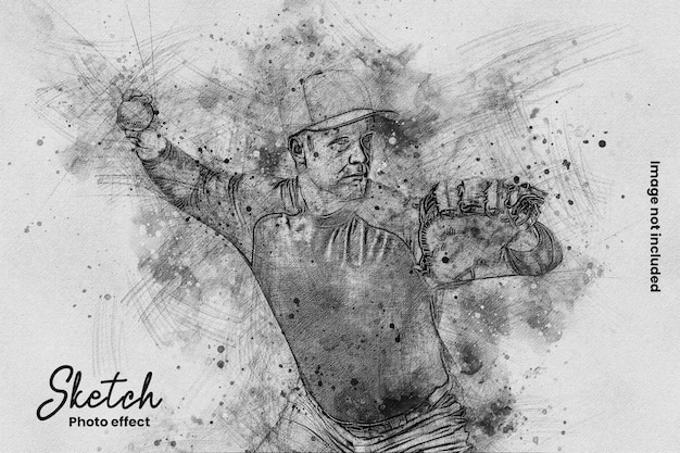 PSD hand drawing photo effect template