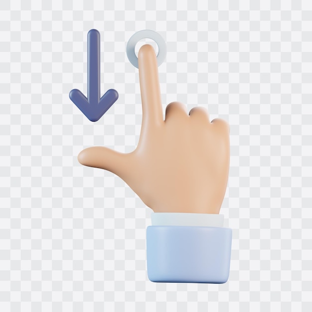 PSD hand swipe down 3d icon