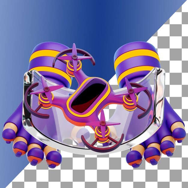 PSD hand with drone 3d icon