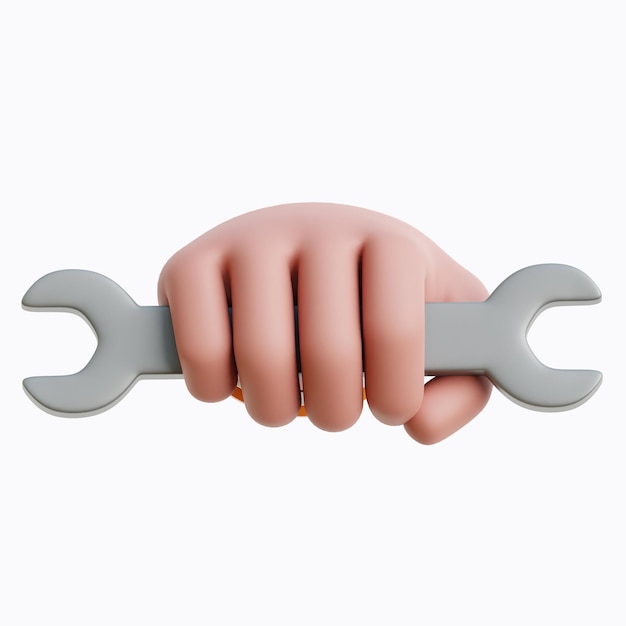 PSD hand with wrench 3d icon illustrations