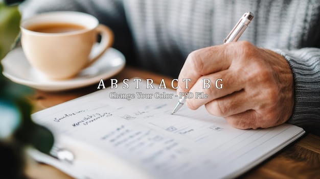 PSD hand writing in notebook