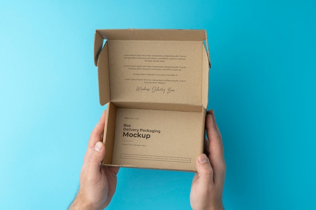 PSD hands holding empty delivery box