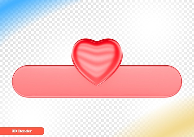 PSD heart label 3d rendering