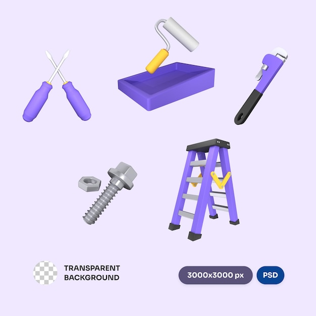 PSD heavy duty construction 3d icon pack