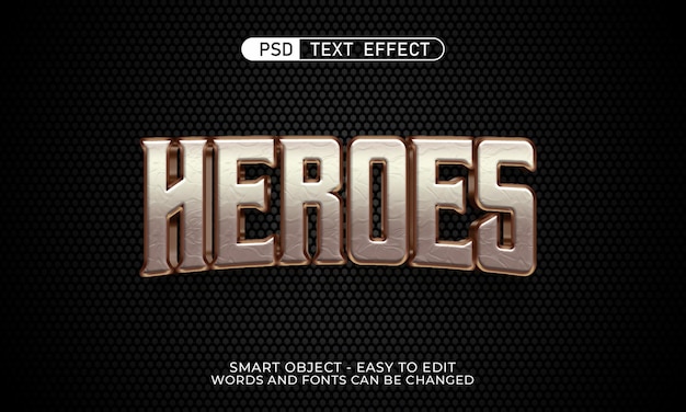 PSD heroes text effect editable elegant and luxury text style