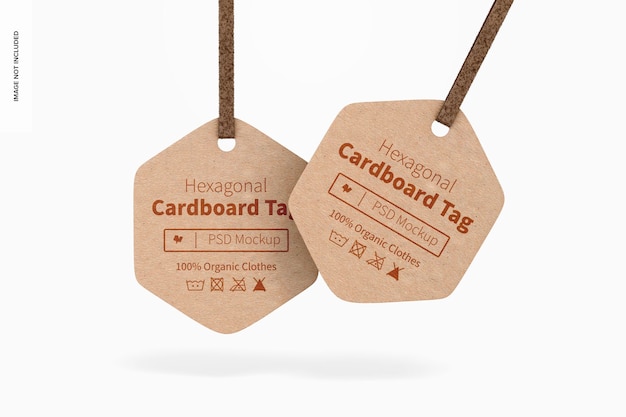 PSD hexagonal cardboard tags mockup