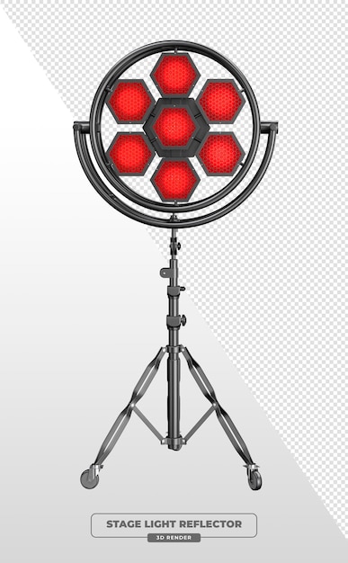 PSD hexagonal red led stage spotlight on tripod stand 3d render