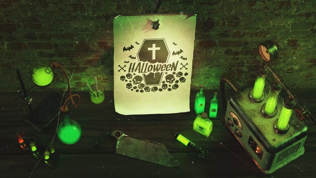 PSD high angle scary halloween decoration