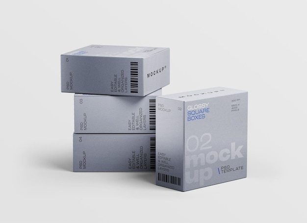 PSD highquality square box mockup for packaging design