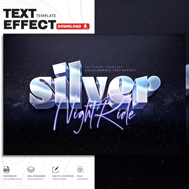 PSD holographic text effect psd template