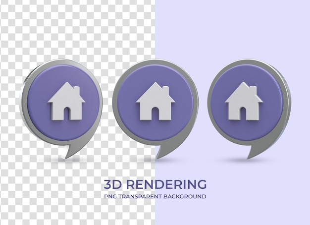 PSD home icon 3d rendering isolated transparent background