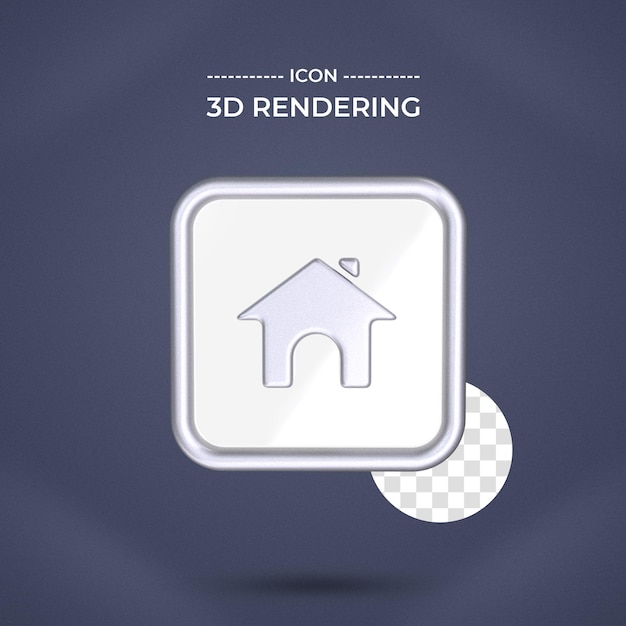 PSD home icon 3d rendering transparent background