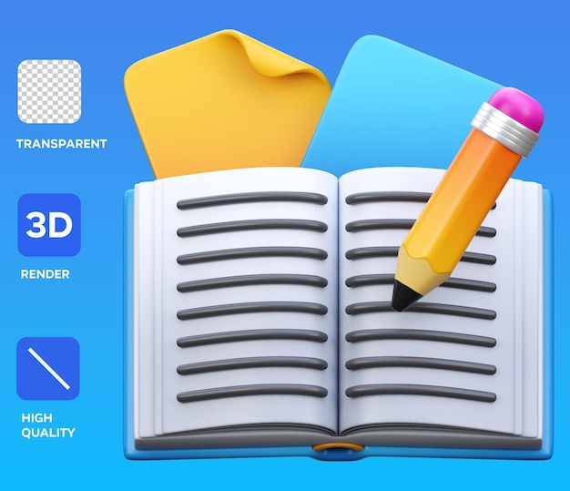 PSD homework 3d icon illustration