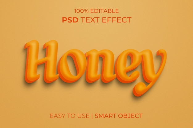 PSD honey 3d editable text effect with simple backgraund