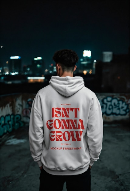 PSD hoodie urban night environment mockup