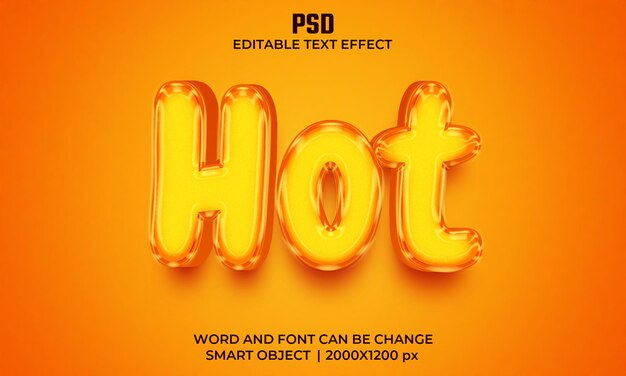 PSD hot 3d editable text effect premium psd with background