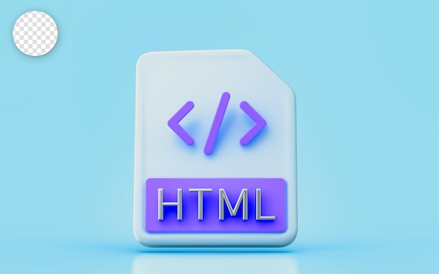 PSD html document file sign 3d render concept for create website web development designee