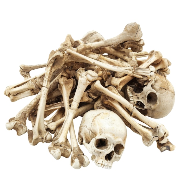 PSD human skull and bones scattered