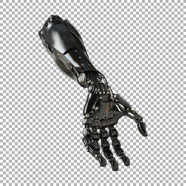 PSD humanoid robot arm on transparent background ai generated