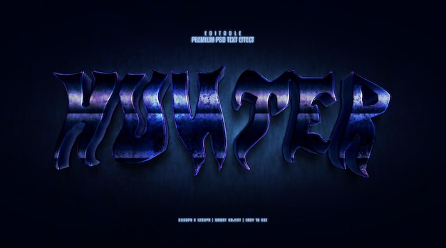 PSD hunter realistic 3d editable premium psd text effect