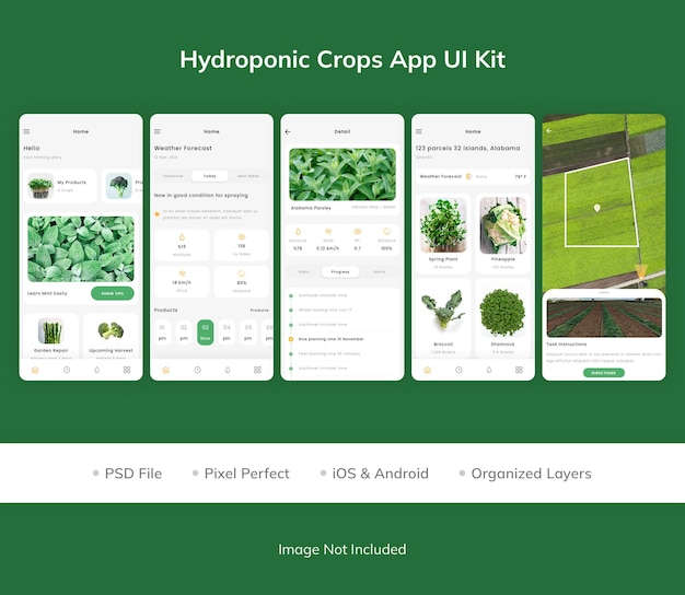 PSD hydroponic crops app ui kit