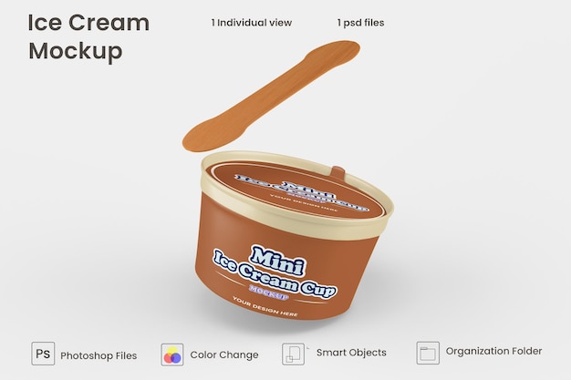 PSD ice cream cup mockup design