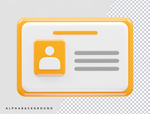 PSD id card icon 3d rendering element