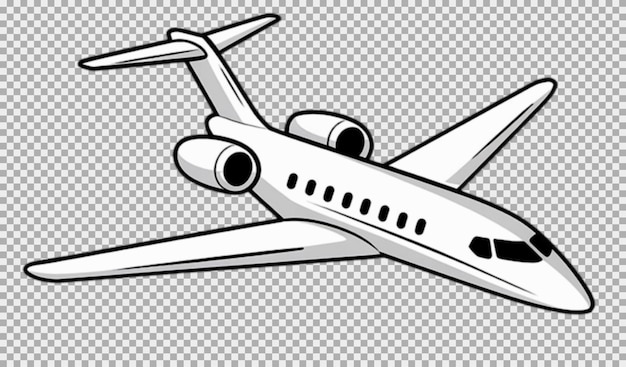PSD illustration of a plane side view isolated on a transparent background