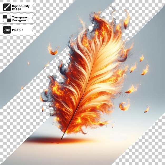 PSD an image of a feather that says  fire  on it