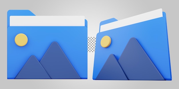 PSD image folder on transparent background 3d render